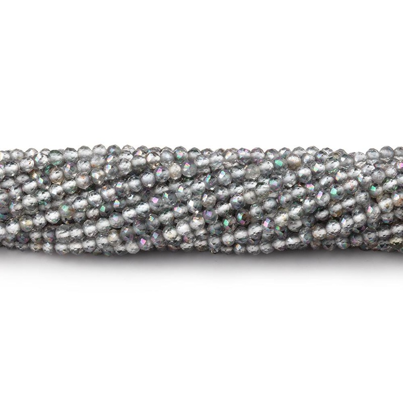 2mm Mystic White Topaz microfaceted rondelle beads 13 inch 180 pieces (ONLINE ORDER ONLY)