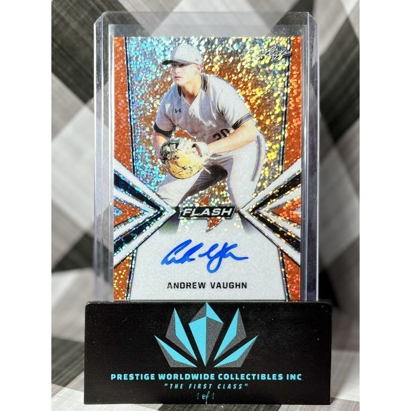 Andrew Vaughn 2019 Leaf Flash Orange Sparkle Rookie Auto /10 #BA-AV1 White Sox (ONLINE ORDER ONLY)