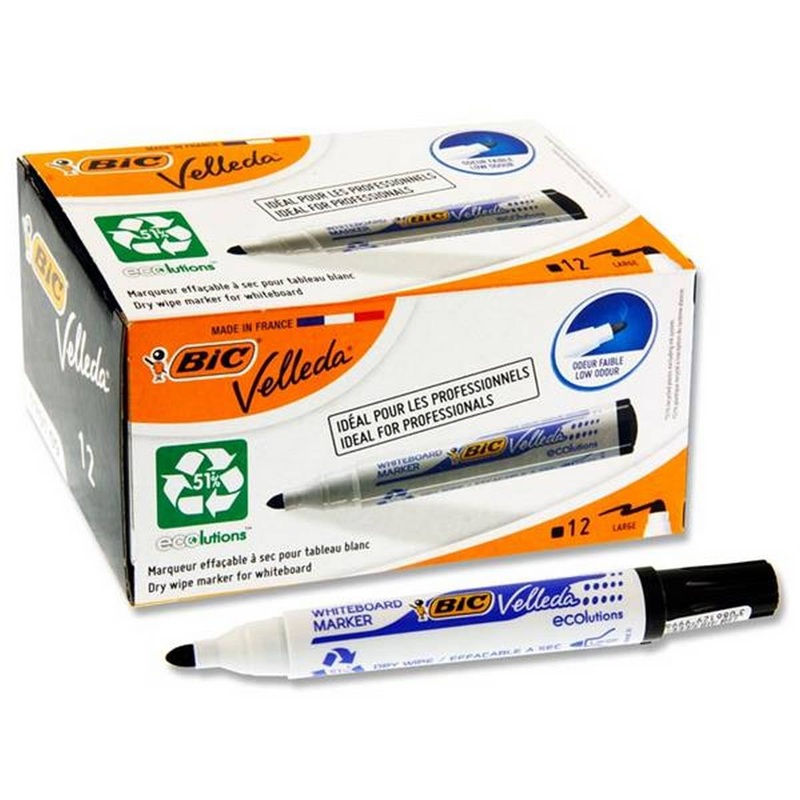 Bic Velleda 170 Bullet Tip Whiteboard Marker Pack of 12  Black