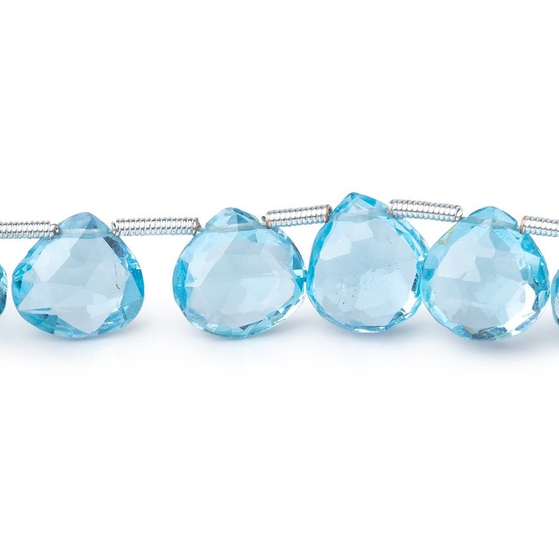 10-10.5mm Sky Blue Topaz Faceted Heart Beads 7.5 inch 19 pieces AAA (ONLINE ORDER ONLY)