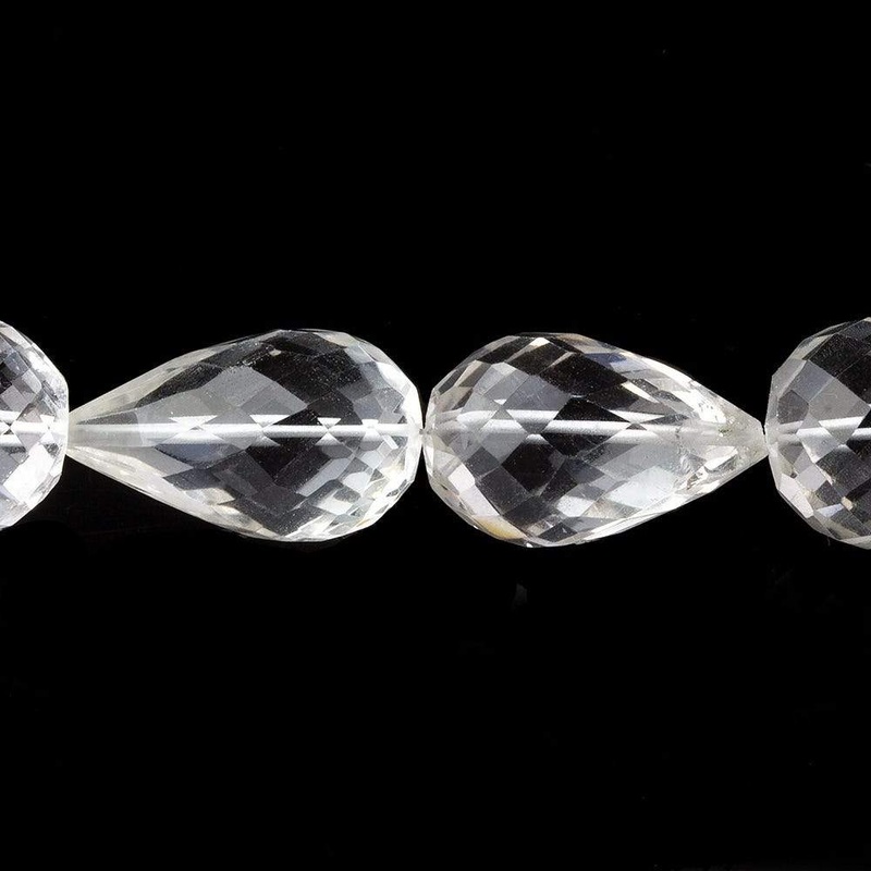 12×9-15x10mm Crystal Quartz Faceted Tear Drop Beads 8 inch 12 pieces (ONLINE ORDER ONLY)