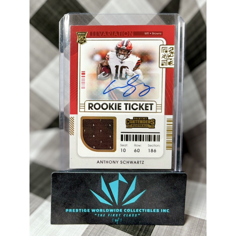 Anthony Schwartz 2021 Contenders Variation Rookie Ticket Patch Auto #RSV-ASC CLE (ONLINE ORDER ONLY)