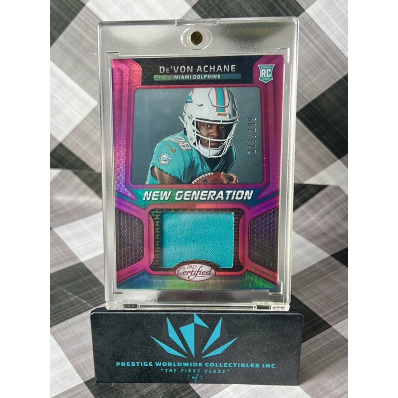 De’Von Achane 2023 Certified Pink New Generation Rookie Patch /299 #NGJM-32 MIA (ONLINE ORDER ONLY)