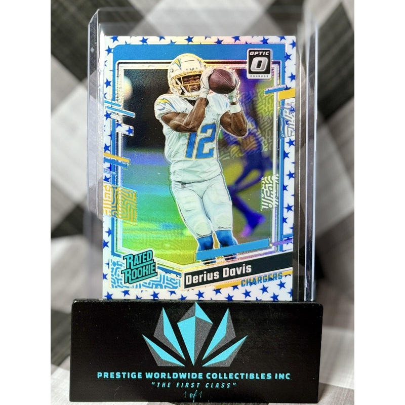Derius Davis 2023 Donruss Optic Rated Rookie Blue Stars Emoji #264 Chargers RC (ONLINE ORDER ONLY)