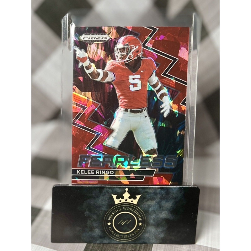 Kelee Ringo 2023 Prizm Draft Picks Red Cracked Ice Fearless #F-10 Georgia Eagles (ONLINE ORDER ONLY)