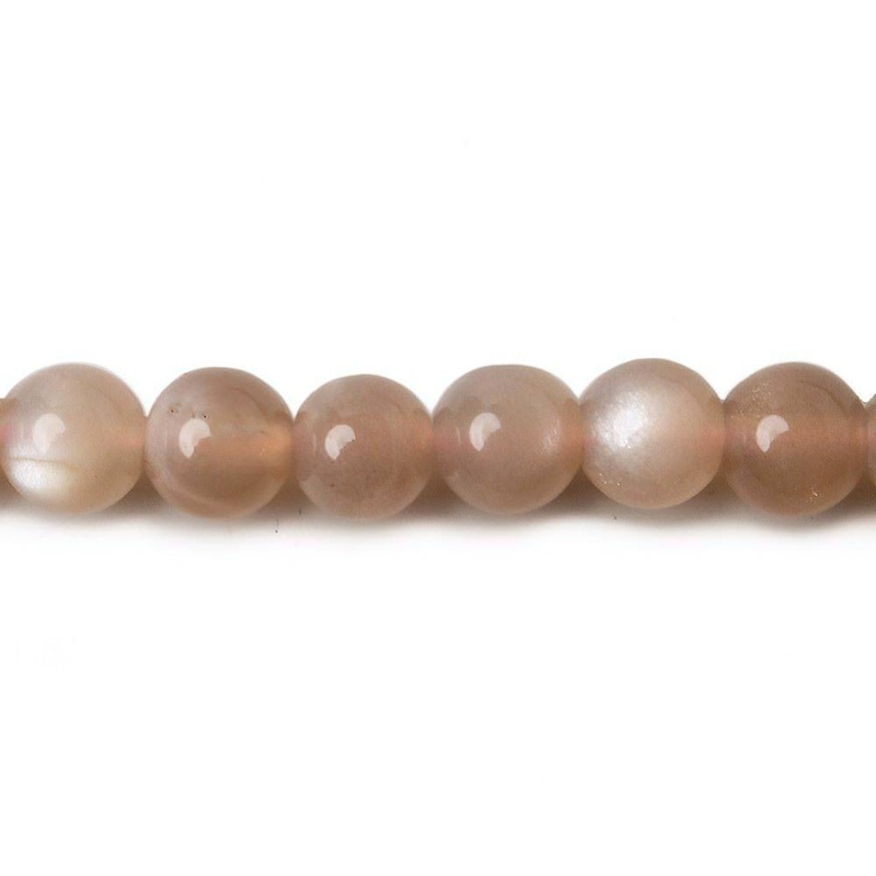 6.5mm Peach Moonstone plain round beads 15 inch 50 pieces A Grade (ONLINE ORDER ONLY)