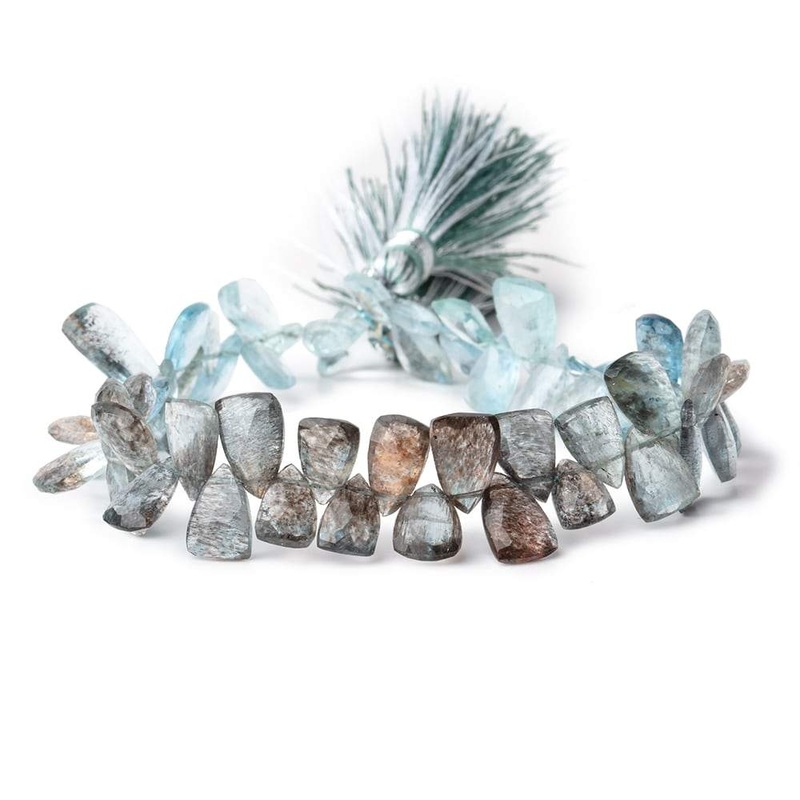 7×5-11x6mm Moss Aquamarine Top Drilled Faceted Points 7 inch 58 Beads (ONLINE ORDER ONLY)