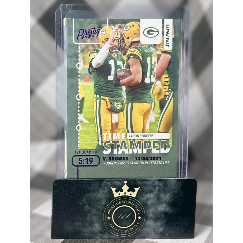 Aaron Rodgers 2022 Prestige Time Stamped Xtra Points Purple /149 #TS-2 Packers (ONLINE ORDER ONLY)