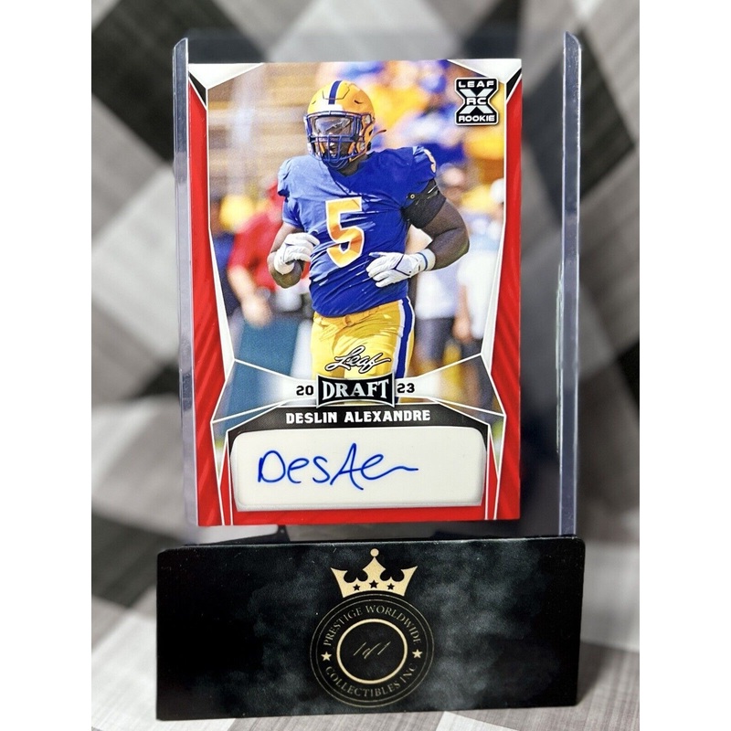 Deslin Alexandre 2023 Leaf Draft Red Rookie Auto #BA-DA1 Pitt & NY Jets RC (ONLINE ORDER ONLY)