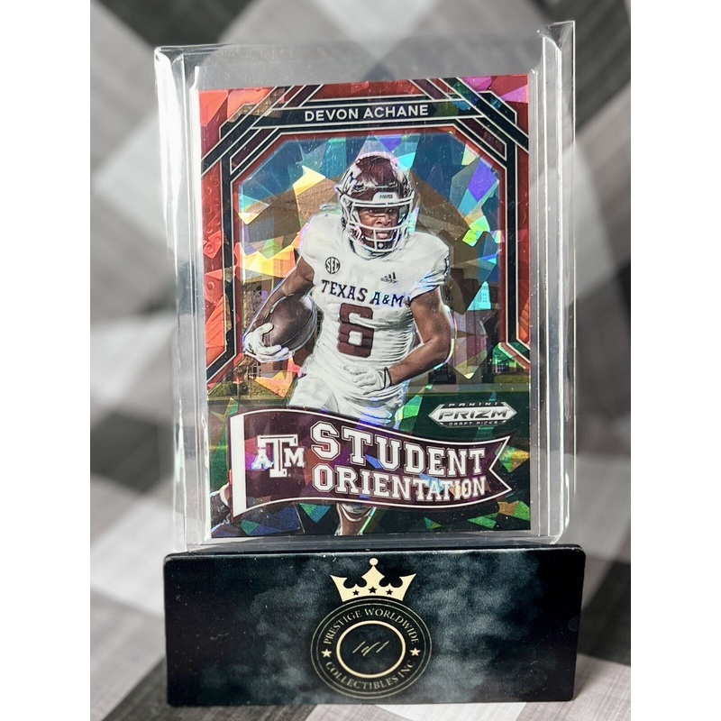 Devon Achane 2023 Prizm Draft Picks Red Ice Student Orientation Rookie #SO13 MIA (ONLINE ORDER ONLY)
