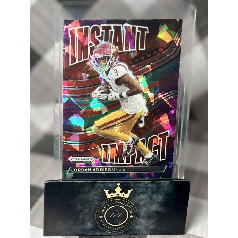Jordan Addison 2023 Prizm Draft Picks Red Ice Prizm Instant Impact #II-9 USC MIN (ONLINE ORDER ONLY)