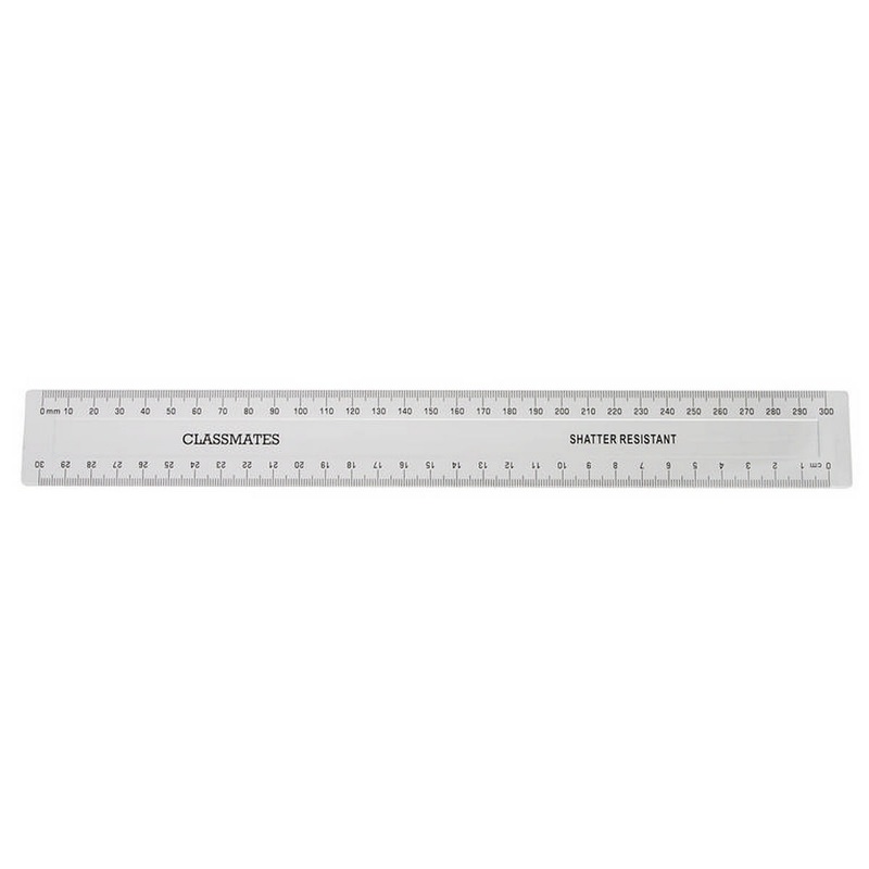 Shatterproof 30cm-mm Clear Ruler Pk10