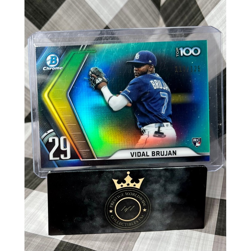 Vidal Brujan 2022 Bowman Chrome Aqua Refractor Top 100 – 29 /125 #BTP-29 TB Rays (ONLINE ORDER ONLY)