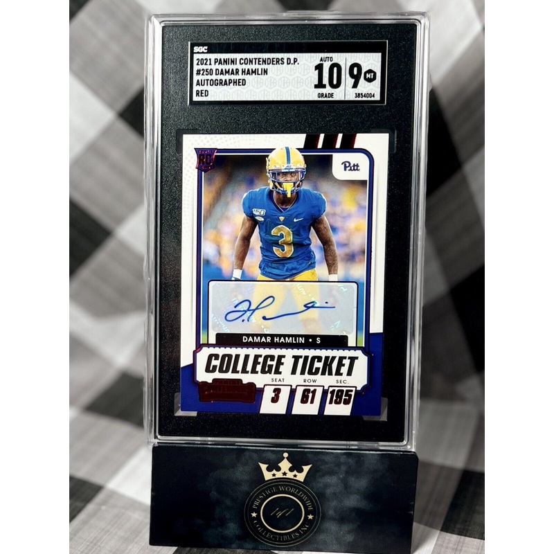 Damar Hamlin 2021 Contenders Red College Ticket Auto #250 SGC Auto 10 / 9 Bills (ONLINE ORDER ONLY)