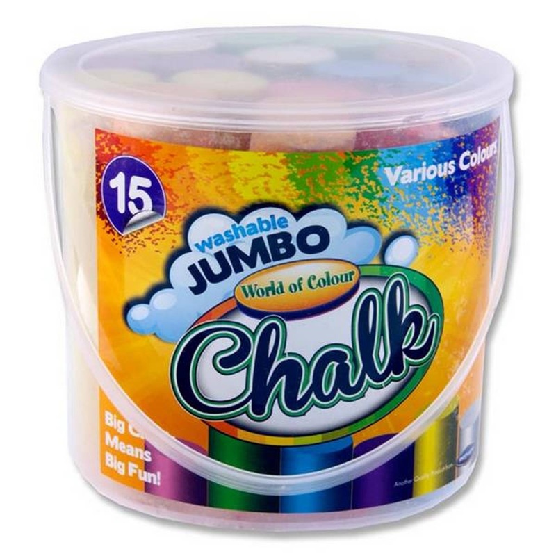 Jumbo Sidewalk Chalk  Coloured Bucket of 15pcs