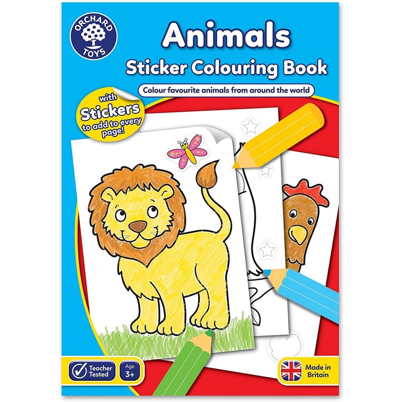 Orchard Toys Animals Sticker Colouring Book