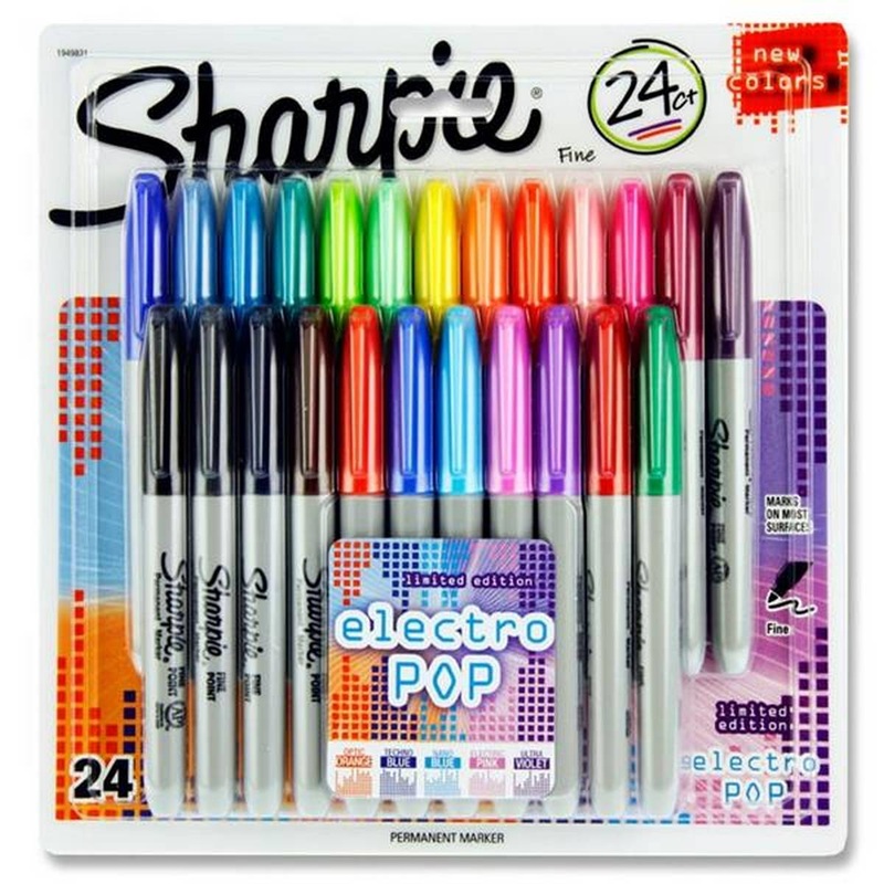 Sharpies Pack of 24 Asst Fine Markers  Electro Pop