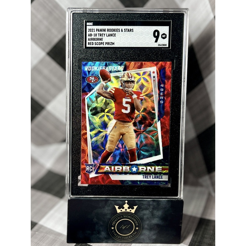 Trey Lance 2021 Rookies & Stars Airborne Red Scope Prizm SGC 9 #AB-18 DAL & SF (ONLINE ORDER ONLY)