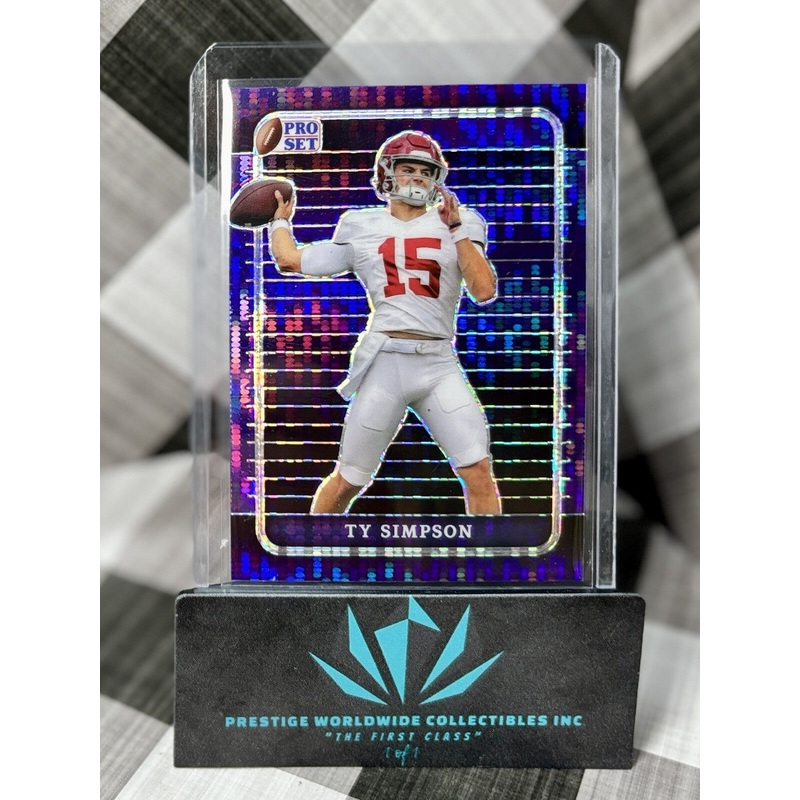 Ty Simpson 2023 Leaf Pro Set Football Rookie Black Crystal /4 #43 Alabama RC (ONLINE ORDER ONLY)