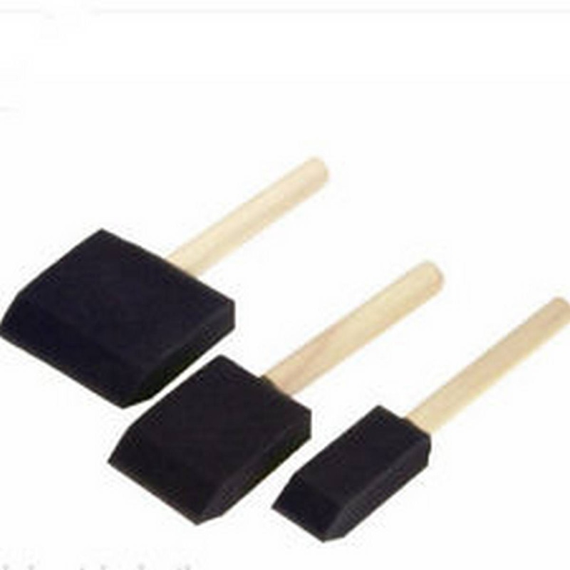 Wooden Handle Foam Brush Set of 3