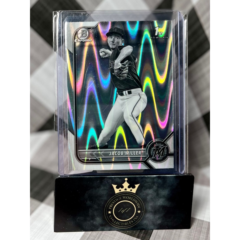 Jacob Miller 2022 Bowman Chrome Prospects 1st BW Raywave #BCP-195 Miami Marlins (ONLINE ORDER ONLY)