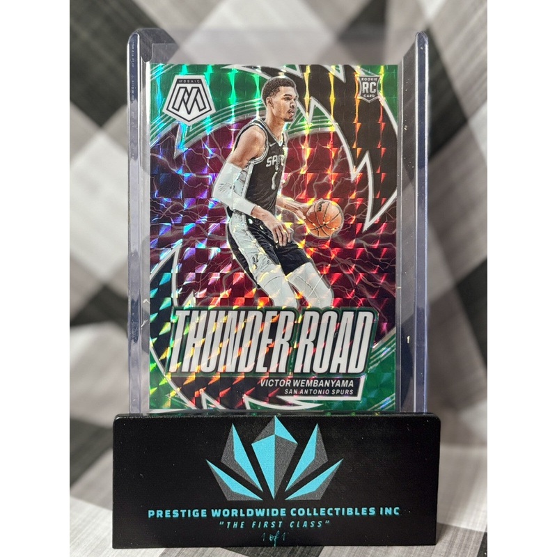 Victor Wembanyama 2023-24 Panini Mosaic Green Thunder Road Rookie #8 Spurs RC (ONLINE ORDER ONLY)