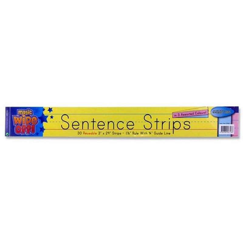 Wipe-off Reusable Sentence Strips 3×24  Coloured Pack of 30