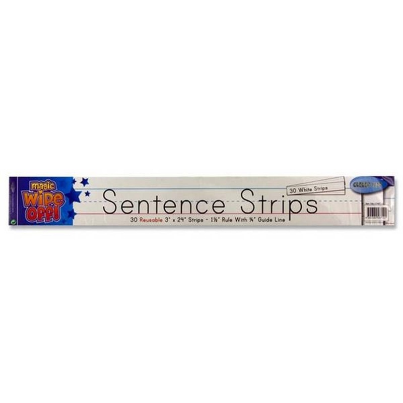 Wipe-off Reusable Sentence Strips 3×24  White Pack of 30