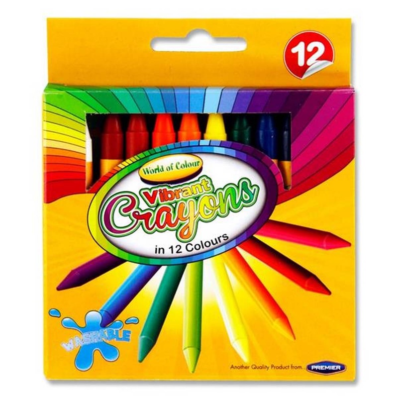 World of Colour Box of 12 Super Washable Crayons