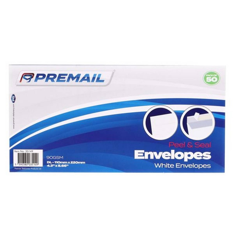 Peel & Seal DL Envelopes Pack of 50  White