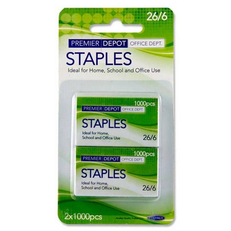 Premier 2 Boxes of 1000 26/6 Staples