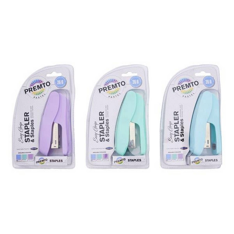 Premto Pastel Easy Grip Stapler & 26/6 Staples