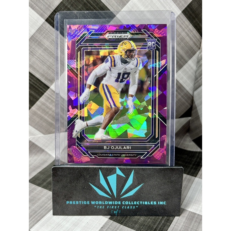 BJ Ojulari 2023 Prizm Draft Picks Purple Cracked Ice Rookie /149 #165 LSU & ARI (ONLINE ORDER ONLY)