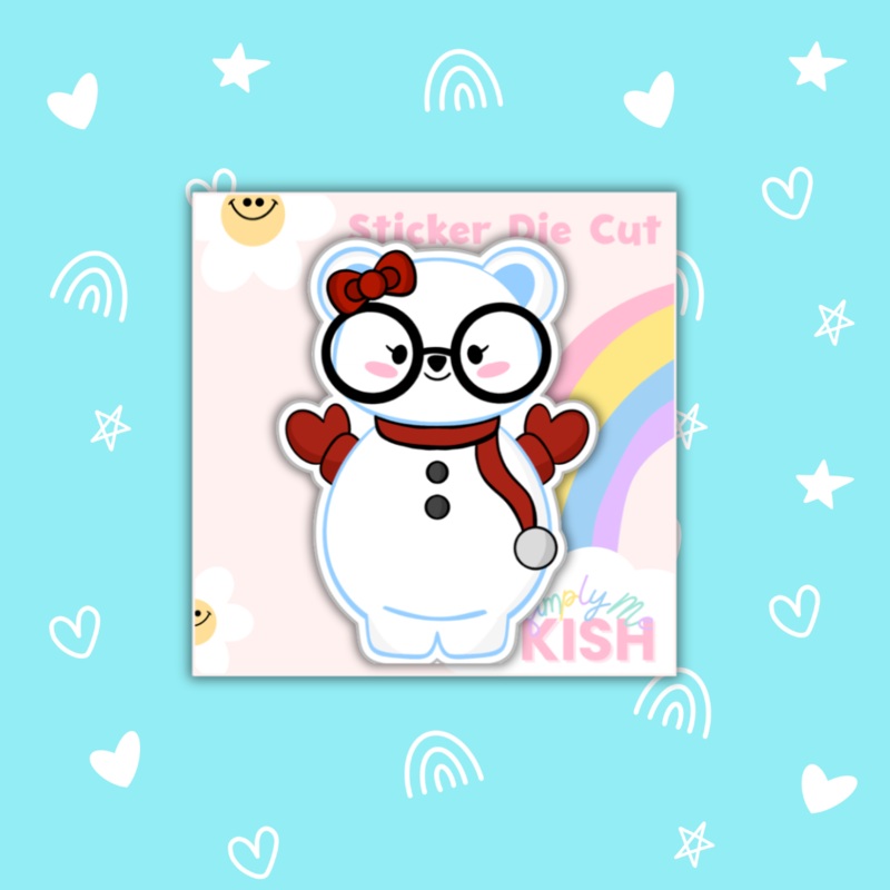 Snowman Emma Bear | Sticker Die Cut (ONLINE ORDER ONLY)