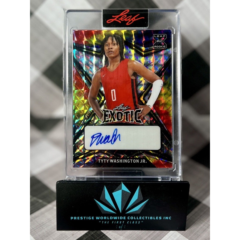 Tyty Washington Jr. 2022 Leaf Exotic Parrot Auto /5 #BA-TWJ Rockets & Bucks SSP (ONLINE ORDER ONLY)