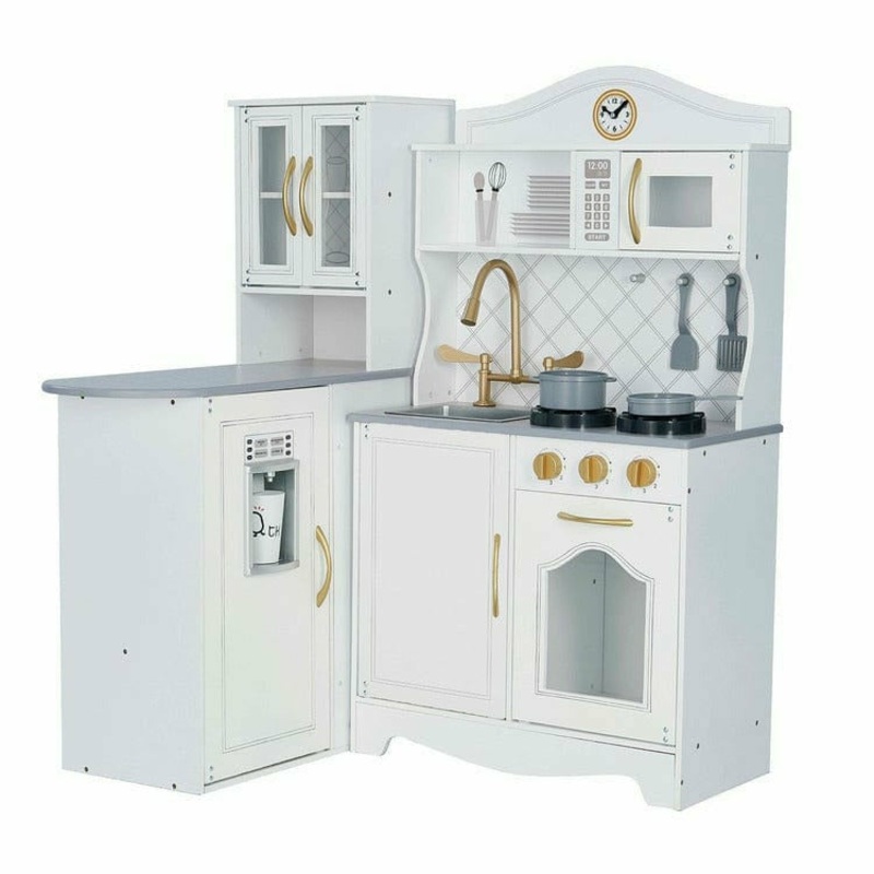 Little Chef Upper East Retro Play Kitchen – White / Gold
