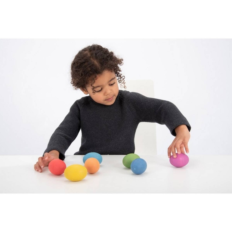 Rainbow Wooden Eggs  Pk7