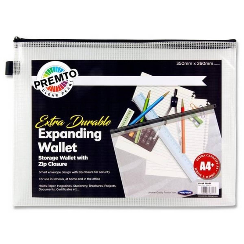 A4+ Extra Durable Expanding Mesh Wallet  Clear Pearl