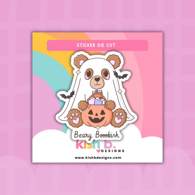Beary Bookish Ghost Bear  | Sticker Die Cut (ONLINE ORDER ONLY)