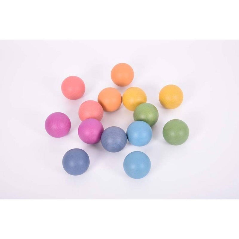 Rainbow Wooden Balls  Pk14