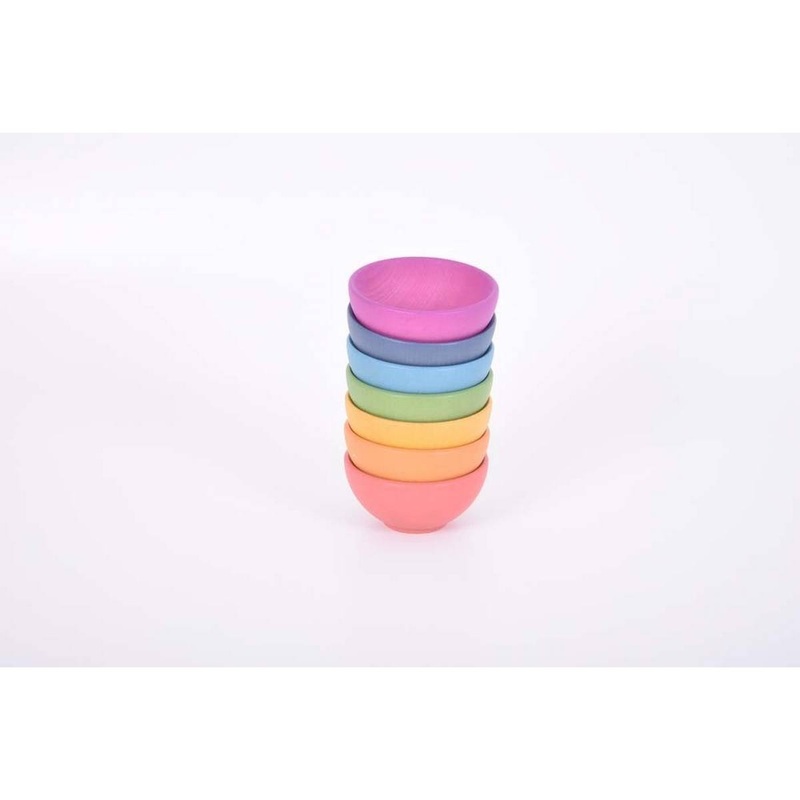 Rainbow Wooden Bowls  Pk7