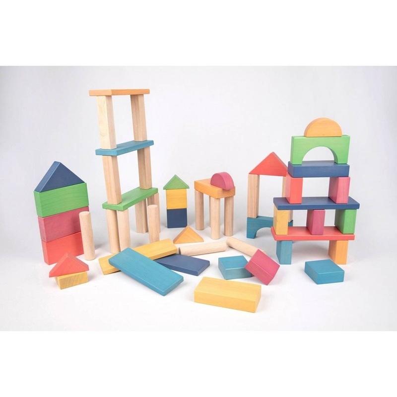 Rainbow Wooden Jumbo Block Set  Pack of 54