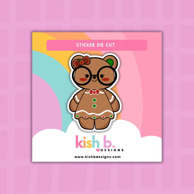 Ginger Bread Emma Bear | Sticker Die Cut (ONLINE ORDER ONLY)