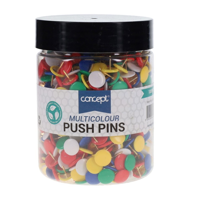Multicolour Push Pins Tub of 1000