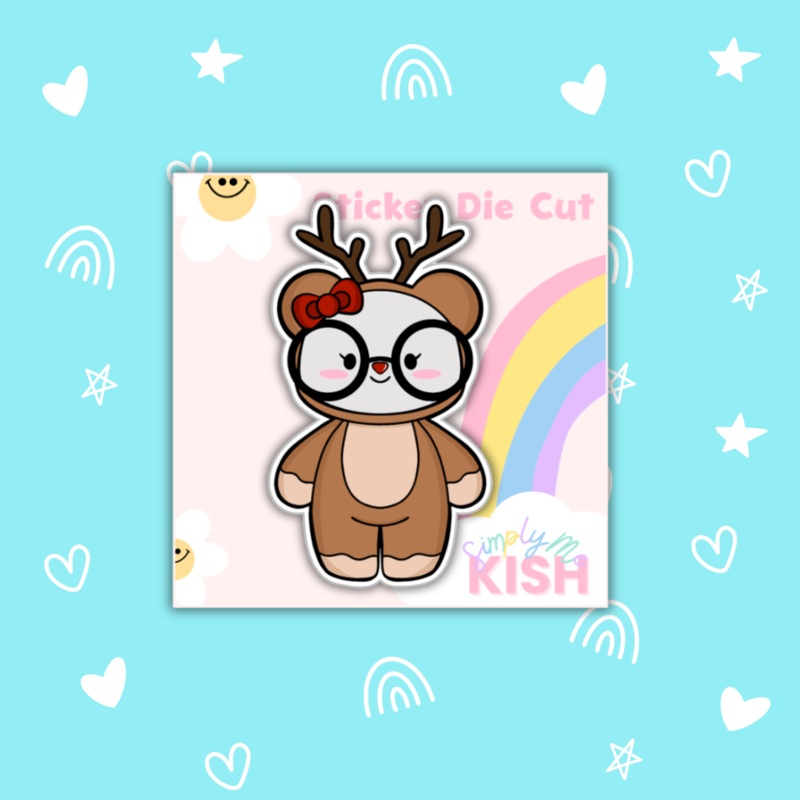 Rudolph Reindeer Emma Bear | Sticker Die Cut (ONLINE ORDER ONLY)