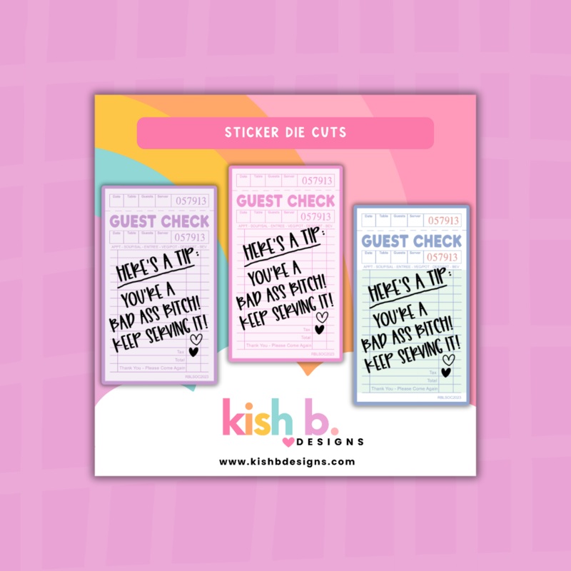 Guest Check: Here’s a Tip| Sticker Die Cut (ONLINE ORDER ONLY)