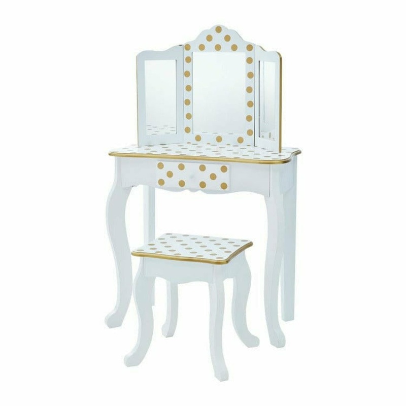Polka Dot Gisele Play Vanity Set – White/Gold