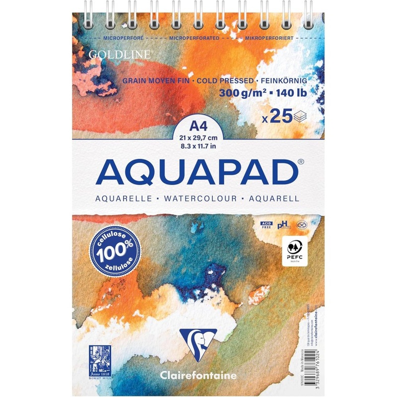 Clairefontaine Spiral Watercolour Aquapad A4, 300 g, 25 sheets