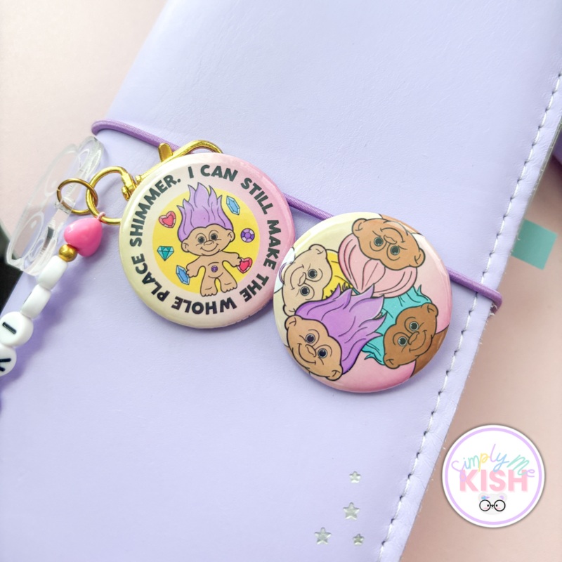 Bejeweled Trolls| Badge|  Pin Back Button (ONLINE ORDER ONLY)
