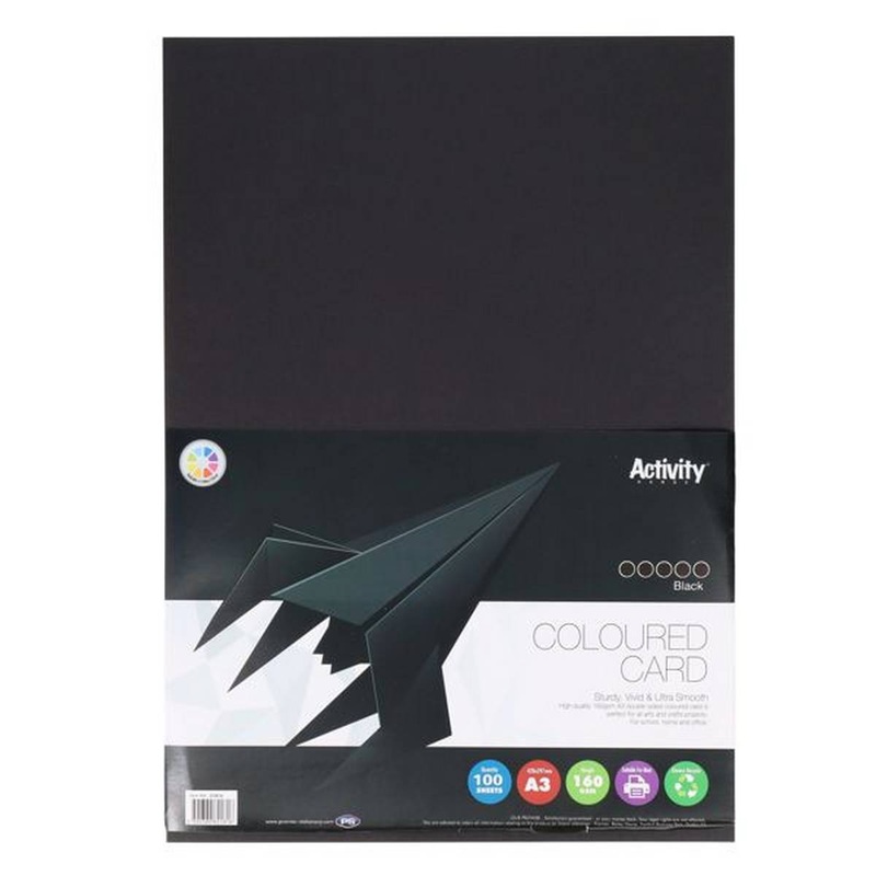 A3 Black Card 160gsm (Pack of 100 sheets)